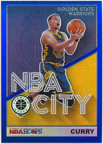 Stephen Curry NBA 2019-20 Panini Hoops Premium Stock NBA City Blue Prizm