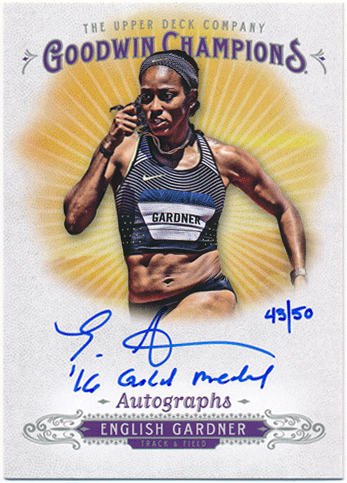 English Gardner 2018 Upper Deck Goodwin Champions Inscribed Signature Auto 43/50 16 Gold Medal 金メダリスト