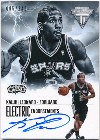 Kawhi Leonard NBA 2013-14 Panini Titanium Electric Endorsements Signature Auto 085/249