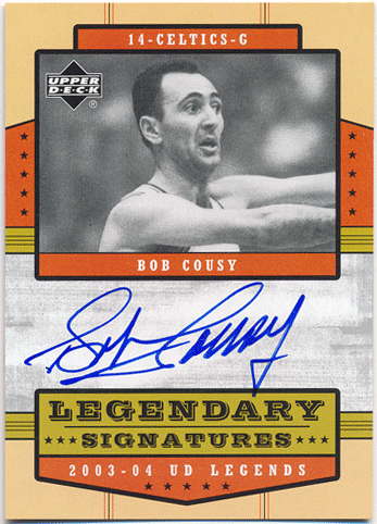 Bob Cousy NBA 2003-04 Upper Deck UD Legends Legendary Signature Auto