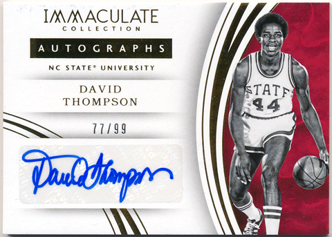 David Thompson NBA 2016 Panini Immaculate Collection Collegiate Signature Auto 77/99