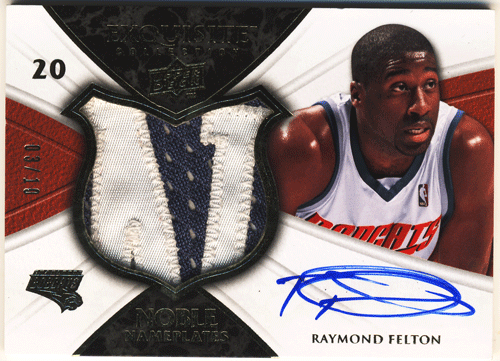 Raymond Felton 08-09 UD Exquisite Collection Noble Nameplates Patch Auto 03/10