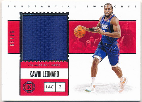 Kawhi Leonard NBA 2019-20 Panini Encased Substantial Swatches Jersey 54/99