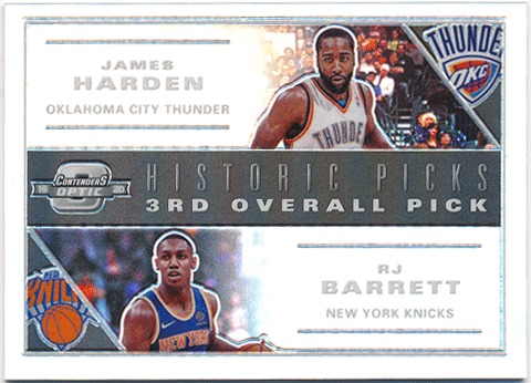 RJ Barrett / James Harden NBA 2019-20 Panini Contenders Optic Historic Picks 3rd Overall Pick Silver Prizm