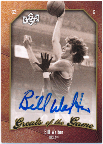 故 Bill Walton NBA 2010 Upper Deck Greats of the Game Signature Auto