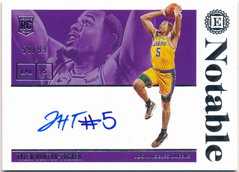 Talen Horton-Tucker NBA 2019-20 Panini Encased RC Rookie Notable Signature Auto 59/99