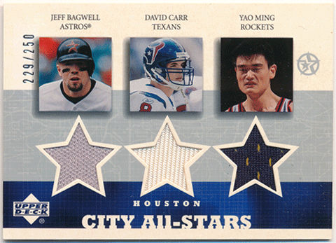 Yao Ming / Jeff Bagwell / David Carr 2003 Upper Deck UD Superstars City All-Stars Jersey 229/250