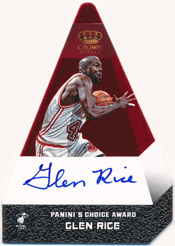 Glen Rice NBA 2012-13 Panini Preferred Crown Royale Panini's Choice Award Red Auto 21/74