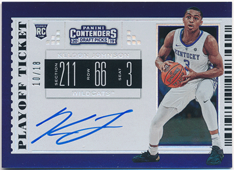 Keldon Johnson NBA 2019 Panini Contenders Draft Picks RC Rookie Playoff Ticket Signature Auto 10/18