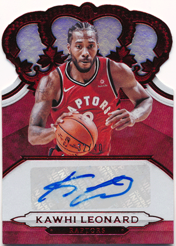 Kawhi Leonard NBA 2018-19 Panini Crown Royale Red Signature Auto 32/40