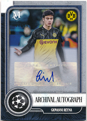 Giovanni Reyna Soccer 2019-20 Topps Museum Collection UEFA Champions League RC Rookie Signature Auto 41/99