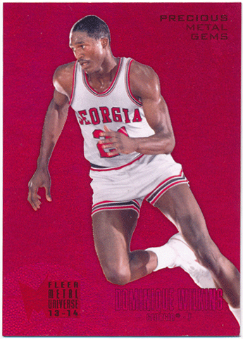 Dominique Wilkins NBA 2013-14 Fleer Retro Metal Universe Precious Metal Gems Red 050/150