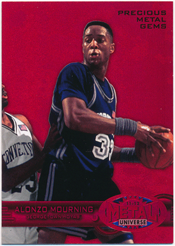 Alonzo Mourning NBA 2011-12 Fleer Retro Metal Universe Precious Metal Gems Red 088/150