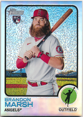 Brandon Marsh MLB 2022 Topps Heritage RC Rookie Chrome Refractor 366/673