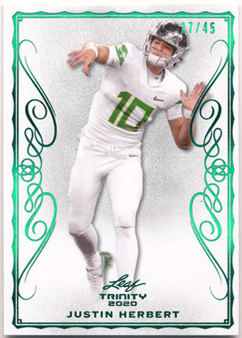 Justin Herbert NFL 2020 Leaf Trinity RC #14 Rookie Card 27/45