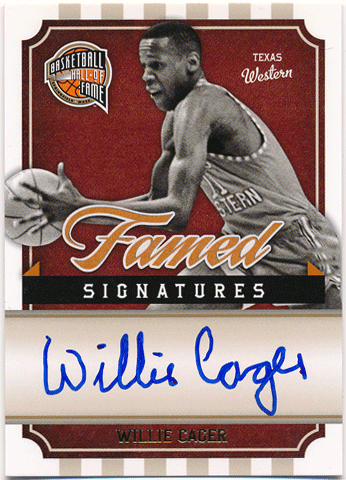 故 Willie Cager NBA 2009-10 Panini Hall of Fame Framed Signature Auto 123/899 2023年没