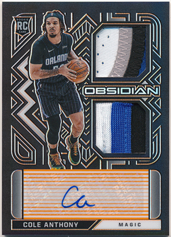 Cole Anthony NBA 2020-21 Panini Obsidian RC Rookie Orange Prizm Patch Auto 05/25