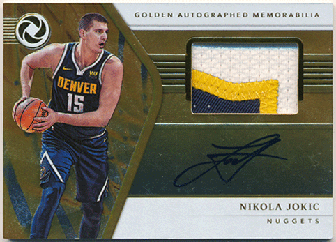 Nikola Jokic NBA 2018-19 Panini Opulence Golden Autographed Memorabilia Patch Auto 21/25