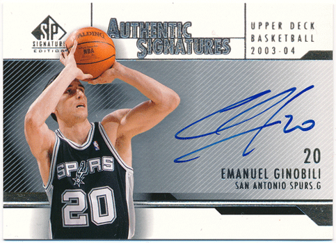 Emanuel Manu Ginobili NBA 2003-04 Upper Deck SP Signature Edition Auto