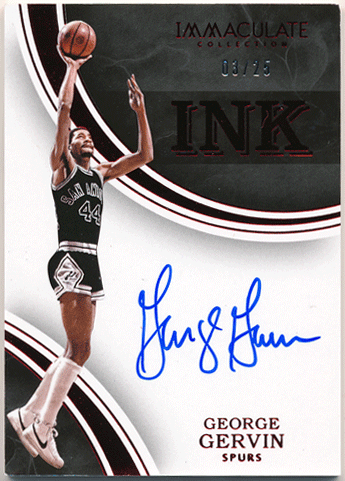 George Gervin NBA 2015-16 Panini Immaculate Collection Ink Red Signature Auto 03/25