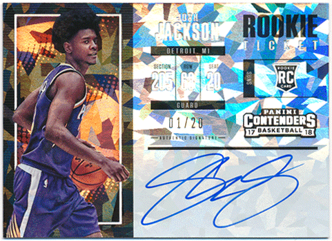 Josh Jackson NBA 2017-18 Panini Contenders RC Rookie Ticket Cracked Ice Signature Auto 01/20