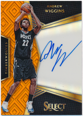 Andrew Wiggins NBA 2016-17 Panini Select Orange Prizm Signature Auto 49/60