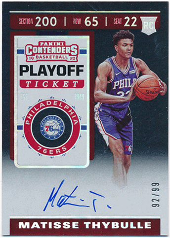 Matisse Thybulle NBA 2019-20 Panini Contenders RC Rookie Playoff Ticket Signature Auto 92/99