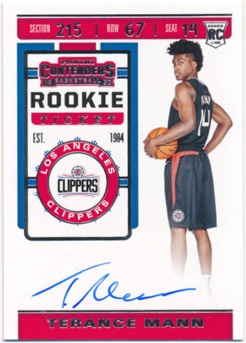Terance Mann NBA 2019-20 Panini Contenders RC Rookie Ticket Signature Auto