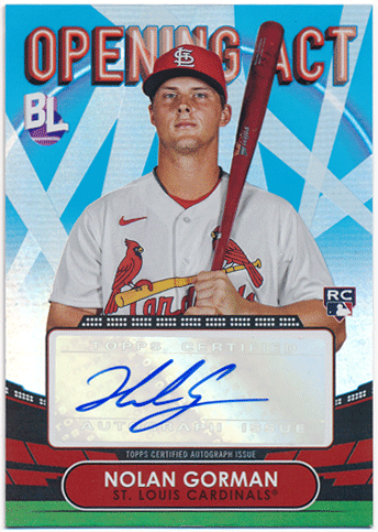 Nolan Gorman MLB 2023 Topps Big League RC Rookie Opening Act Signatures Auto