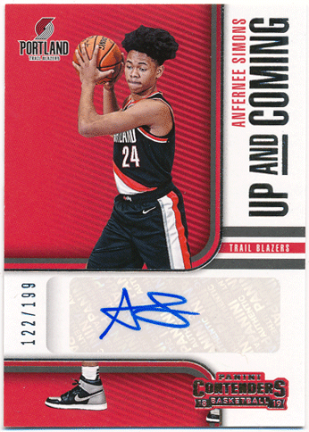 Anfernee Simons NBA 2018-19 Panini Contenders RC Rookie Up and Coming Signature Auto 122/199