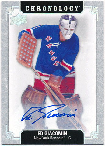 Ed Giacomin NHL 2018-19 Upper Deck Chronology Signature Auto