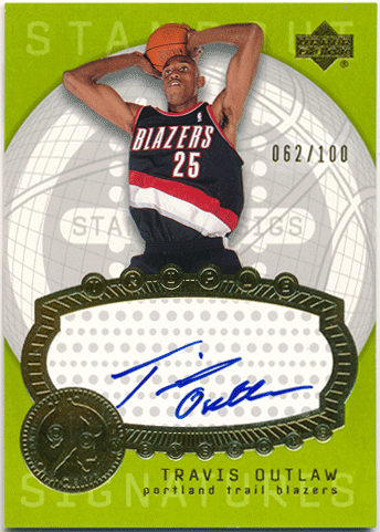 Travis Outlaw NBA 2003-04 Upper Deck Triple Dimensions RC Rookie Standout Signature Auto 062/100