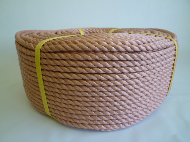 PP（ポリプロピレン）フィルムロープ　カッチ色　直径１４ｍｍ（２００メートル巻き）