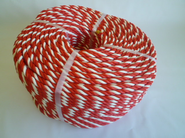 紅白ロープ　ポリエチレン赤／白　直径６mm（切り売り）メートル単位　最大１００M