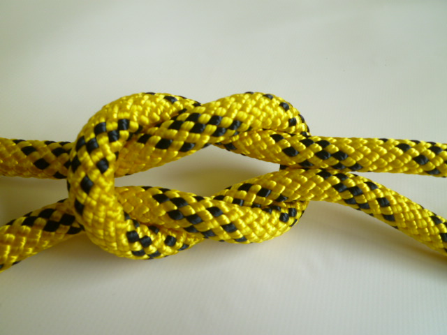 エステルWブレード３２打ちロープ　直径８ｍｍ　黄色ベース（切り売り品）メートル単位　最大２００ｍまで