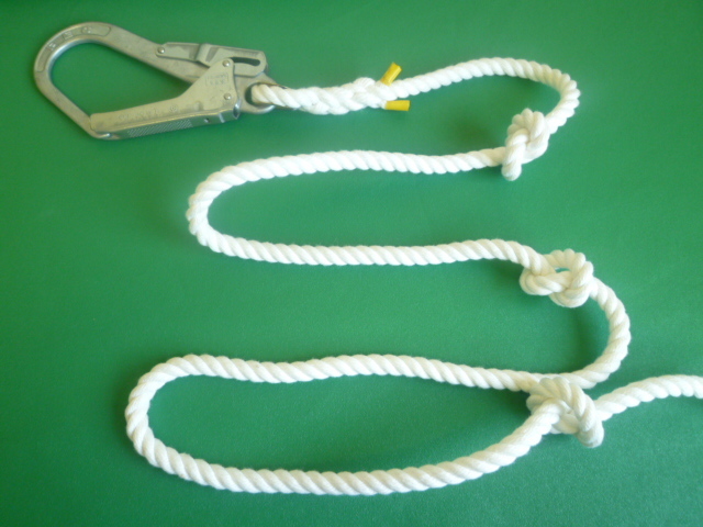 簡易避難（作業補助）ロープ （結び目あり） 大径フック付