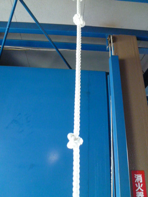 簡易避難（作業補助）ロープ （結び目あり） 大径フック付