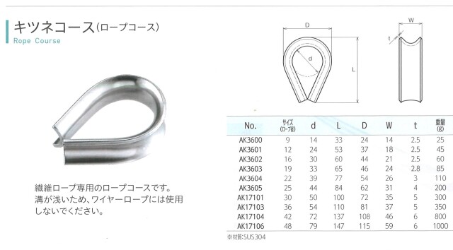 浅野金属工業 キツネコース(ロープコース) サイズ:48 キツネコース