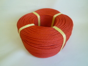 ポリエチレンロープ　赤色　直径４ｍｍ（２００メートル巻き）