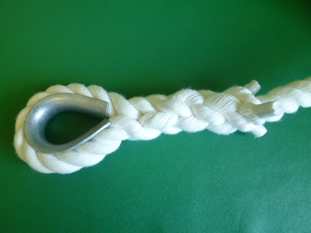 特注品　ターザンロープ　ビニロンロープ直径３０ｍｍ　両端コース入りアイ加工　３ｍ仕上り