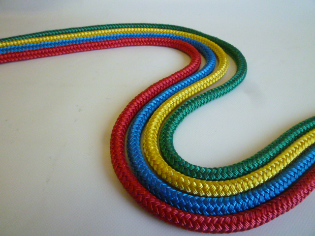 テトロン１６打ち芯入りカラーロープ　直径８ｍｍ（切り売り品）メートル単位　最大２００ｍまで