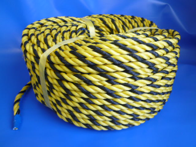 標識(トラ）ロープ　国産品　黄／黒　＃１２　（１００メートル巻き）