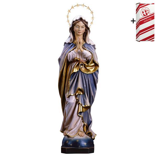 ULPE WOOD ART　イタリア　木彫　無原罪の御宿り　２５センチ　IMMACULATE CONCEPTION WITH HALO 12 STARS BRASS + GIFT BOX　UP050200B25