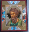 ロシア　正教会  聖人イコン板絵　アンドレイ（聖アンデレ）十二使徒の一人　 7.5×6センチ厚み5ミリ　1016-31