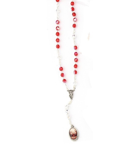 イタリア　LALRE1017　貴重な血のチャプレットロザリオ　PRECIOUS BLOOD HALF CRYSTAL ROSARY 6 MM