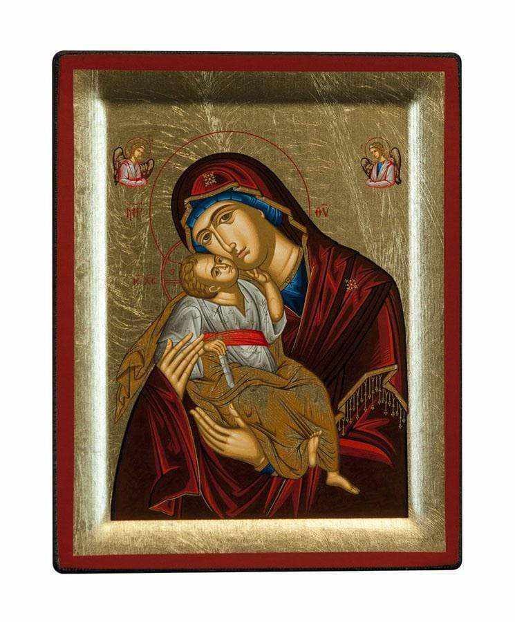 ギリシャ　Iconotechniki S.A　パナギア グリコフィルサ　　S４０３　１２３ミリ×９５ミリ厚み２０ミリ　板絵イコン