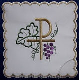 EU　HLCR120-002  教会典礼用　カリスリネン４点セット　刺繍ぶどう　Chalice's linen set　１２０－００２