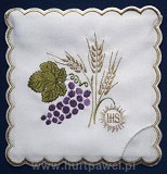 EU　HLCR120-129  教会典礼用　カリスリネン４点セット　ぶどうとこむぎ　Chalice's linen set　