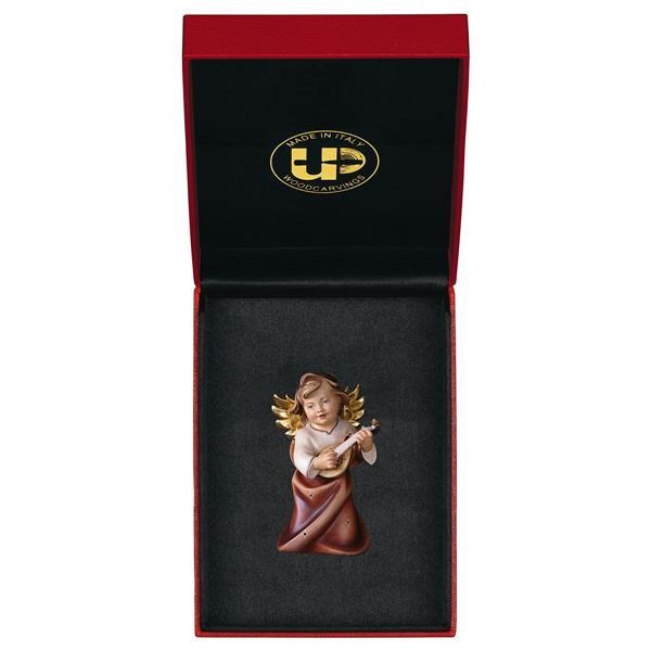 ULPE WOOD ART　イタリア　木彫   リュートの天使　６センチ　HEART ANGEL WITH LUTE WITH GOLD STRING + CASE　UP140002E6