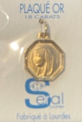 Seral　フランスルルド  SER023　  ルルド　ヴァージン メダルメダル １８KGF 八角形　聖母横顔 １５ｍｍ　0.82g